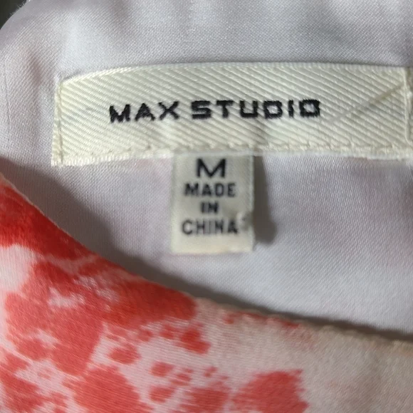 MAX STUDIO Mid Length Sheer Abstract Print White & Red Sleeveless Dress Size Med - Picture 9 of 10